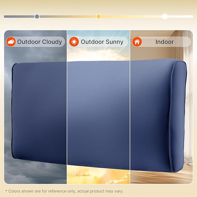 SUNCOZE 14-Piece Outdoor Cushions for Patio Furniture, 25.6"x25.6" Couch Cushion Replacement Designed for 6-Seat Sectional Sofa Sets, Anti-Slip Patio Cushions for Garden, Backyard, Porch (Blue)