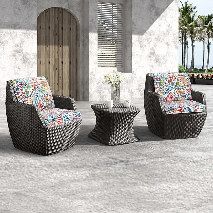 JMGBird Weather Resistant Outdoor Cushion Set - 2-Piece Deep Seat Chair Cushions, 22x22 inch Seat Cushions with Ties for Patio Furniture