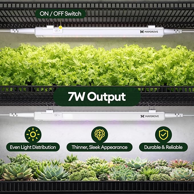 Plant Grow Light 1ft, Tunable Full Spectrum LED Grow Light Strips 28W (4 x 7W), T5 Growing Lamp for Indoor Plants, Greenhouse, High PPFD, 4-Pack