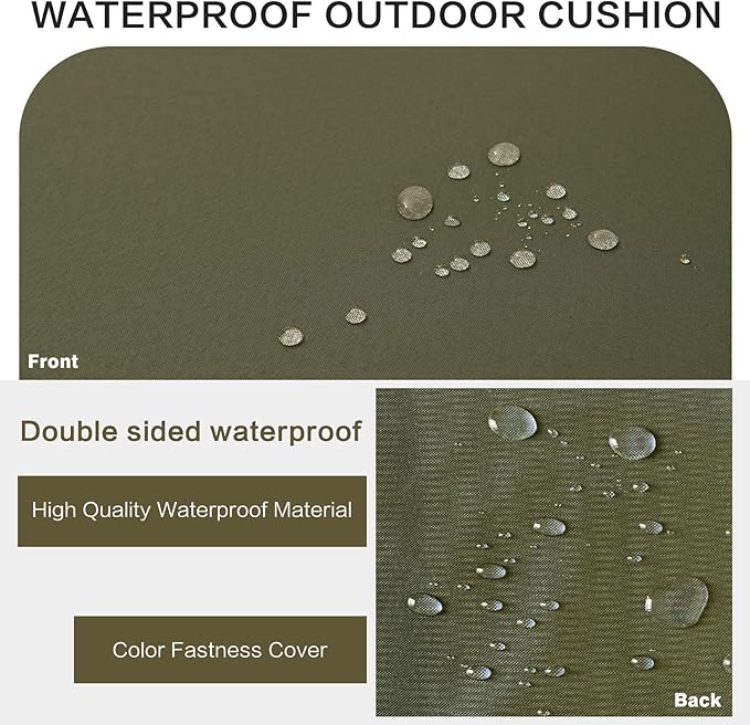 Outdoor Bench Cushion 4 inches Memory Foam Waterproof Patio Furniture Bench Cushion Porch Swing Cushion with Handle and Adjustable Strap, 48 x 18 Inch Sage Green