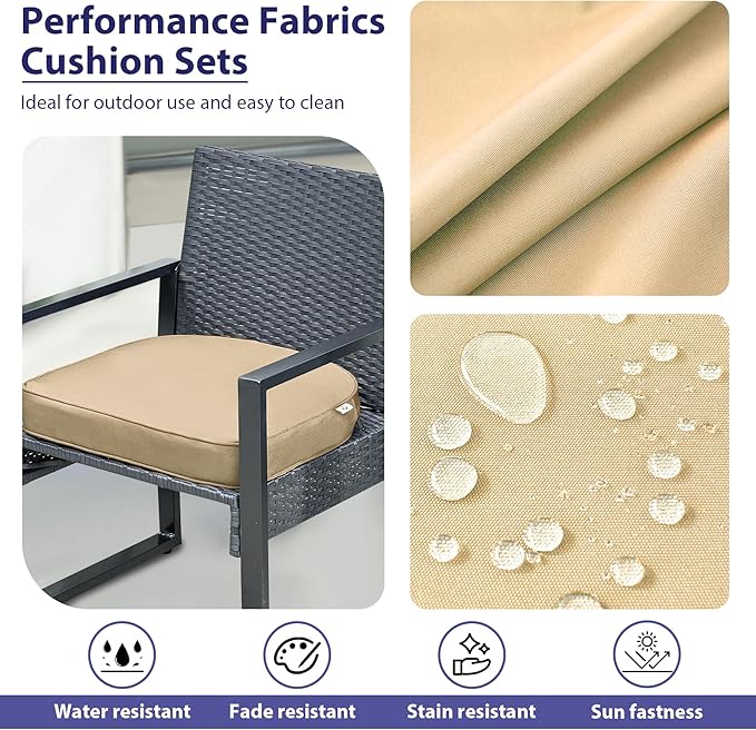 Outdoor Chair Cushions Set of 4 -Waterproof Outdoor Seat Cushions for Patio Furniture, Patio Chair Cushion with Handle and Ties, Round Out Door Chair Pads,19" x 19" x 3", Beige