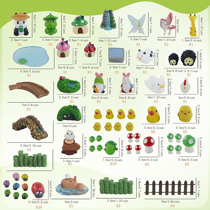 82 Pcs Fairy Garden Accessories Kit - Miniature Figurines, Resin Mushrooms, Elves & Animals, Bridges & Houses for DIY Terrarium, Dollhouse, Succulent Garden Decor, Indoor Outdoor Craft