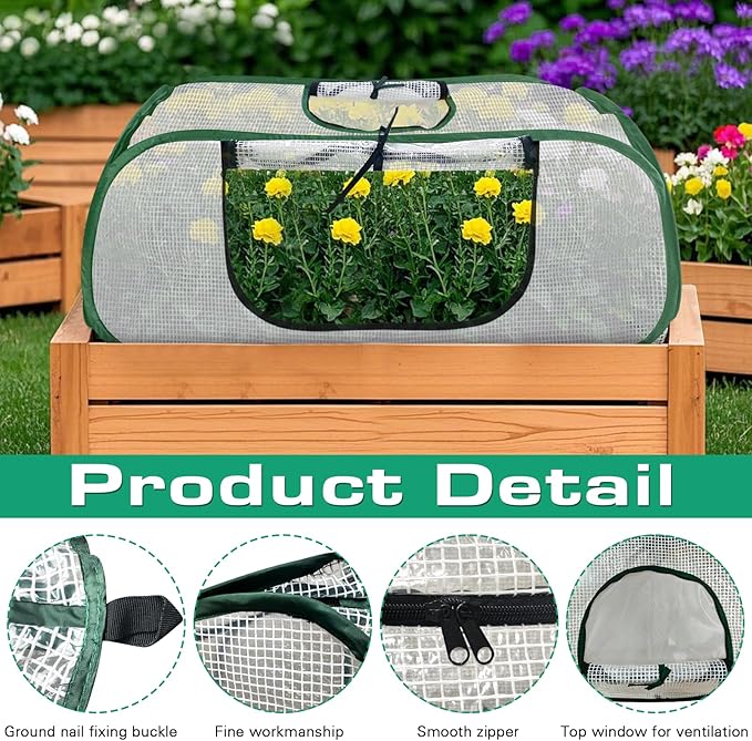 Raised Garden Bed Cover,Garden Row Plants Cover Accelerator, 45" L x 22" W x 16" H Greenhouse Cover for Raised Garden Bed and Vegetable Rows (2 Pack)
