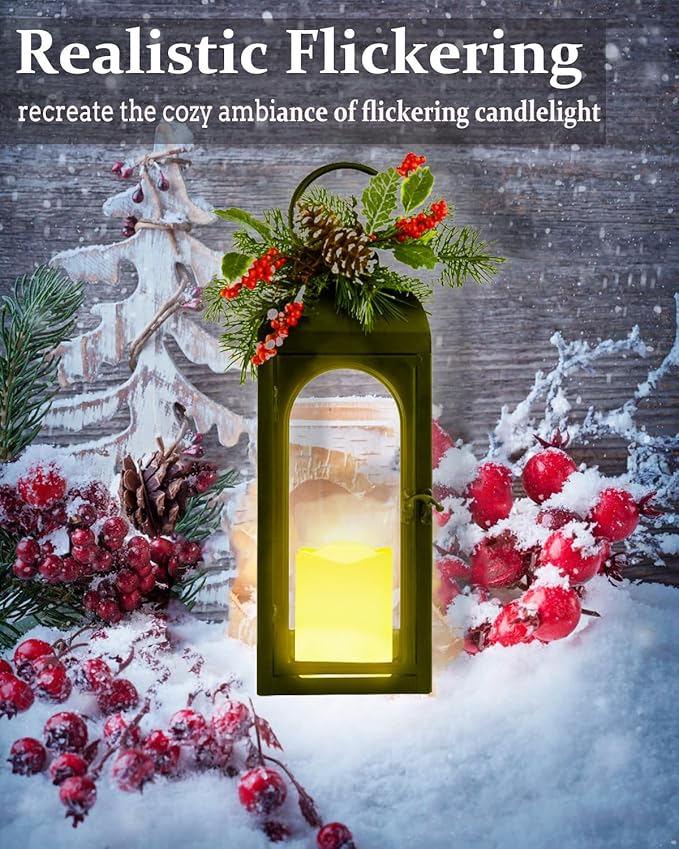 Bdor Lantern Decorative Candle Lantern 16 Inch Remote Vintage Set of 2 Decorations with Timer LED Metal Hanging Lantern for Home Outdoor Porch Decor Christmas Centerpieces Tables
