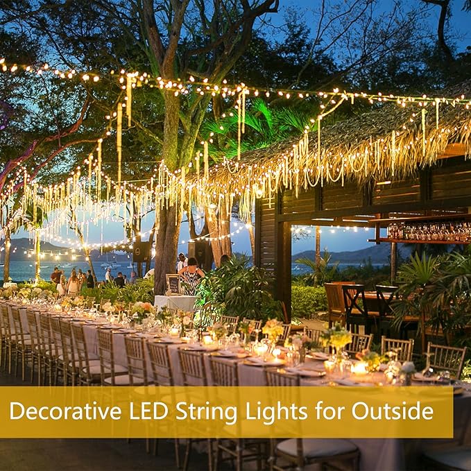 2-Pack Solar String Lights for Outside, Total 200LED Solar Fairy Lights Waterproof, Outdoor Twinkle Lights Copper Wire 8 Modes Solar Powered Lights for Xmas Tree Garden Party Wedding Decor(Warm White)