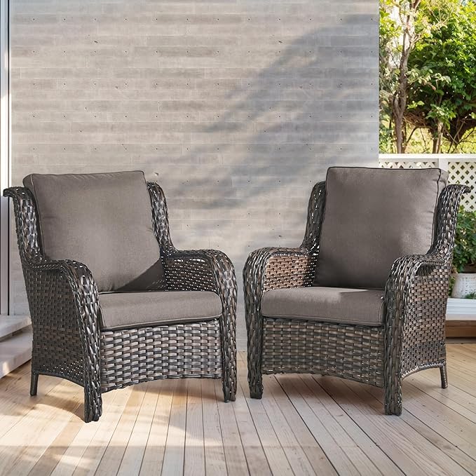 Outdoor Chair Cushions- 22 X 25 Inch High Density Sponge Patio Cushions Deep Seat Patio Furniture Cushions for Chair Sofa Couch-Grey/2 Piece