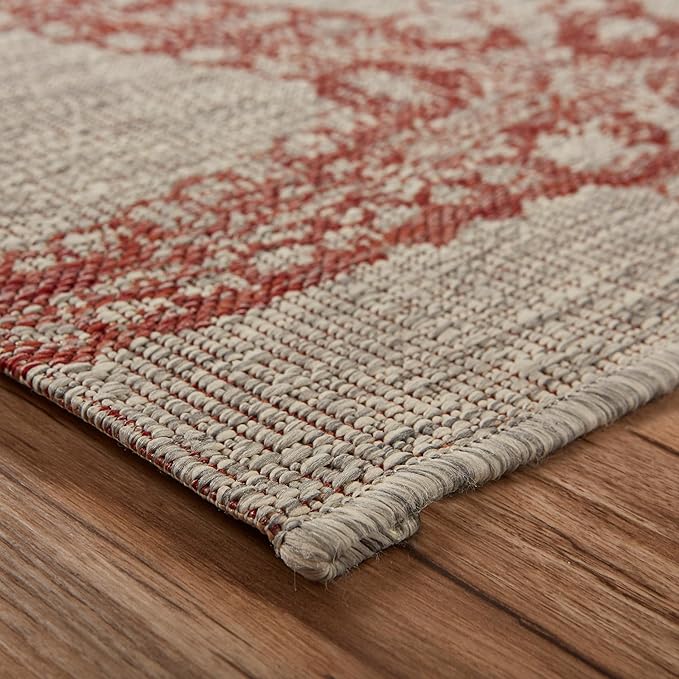 LR Home 8x10Indoor/Outdoor Area Rug for Home Decor | Coastal Starfish Large Size Carpet for Living Room, Bedroom, Playroom, Patio, Garden | Modern Farmhouse Rug | Rust/Biege