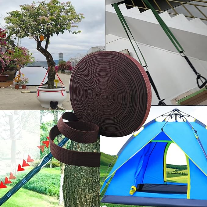 1 Roll 65.6 Feet Tree Tie for Plant Support Garden Strap 1 Inch Width Staking and Guying Material 1,800 Lbs Strength (Coffee)
