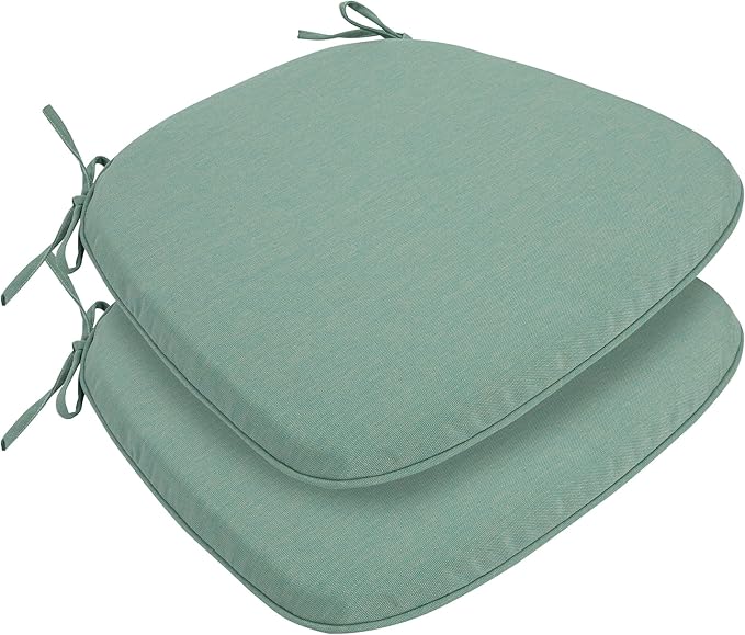 FUNHOME 17"x16"x2" Outdoor Chair Cushions Set of 4, Water Resistant Patio Chair Pads with Ties, Seat Cushions for Home Garden Furniture Decoration-Aqua Leala