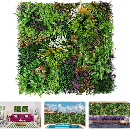 1PC 40"x 40" Artificial Grass for Wall, 3D Faux Boxwood Hedge Panels Green Wall Decor, Greenery Grass Wall Backdrop Panels for Indoor Outdoor Garden Backyard Ivy Privacy Fence Covering