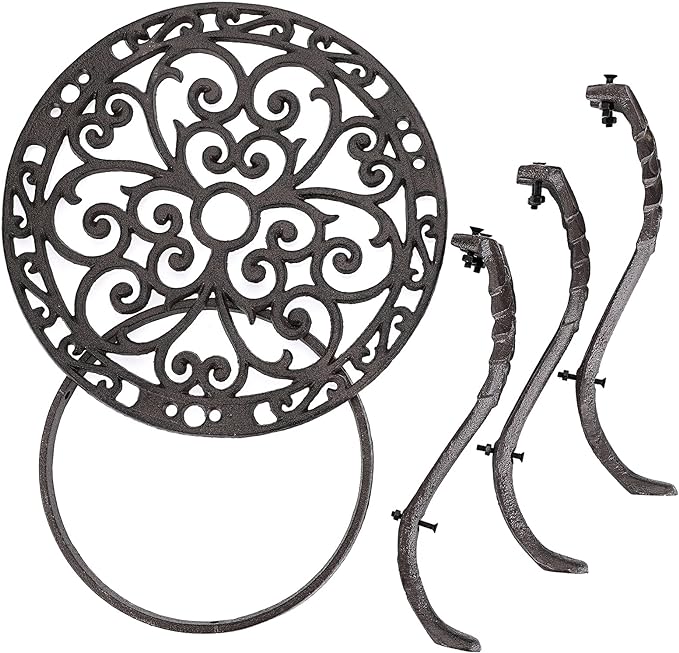 OwnMy Heavy Duty Cast Iron Plant Stand Vintage Iron Flower Pot Holder, Rustic Decorative Round Potted Plant Stand Rack, Indoor Outdoor Metal Plant Holder for Home Garden
