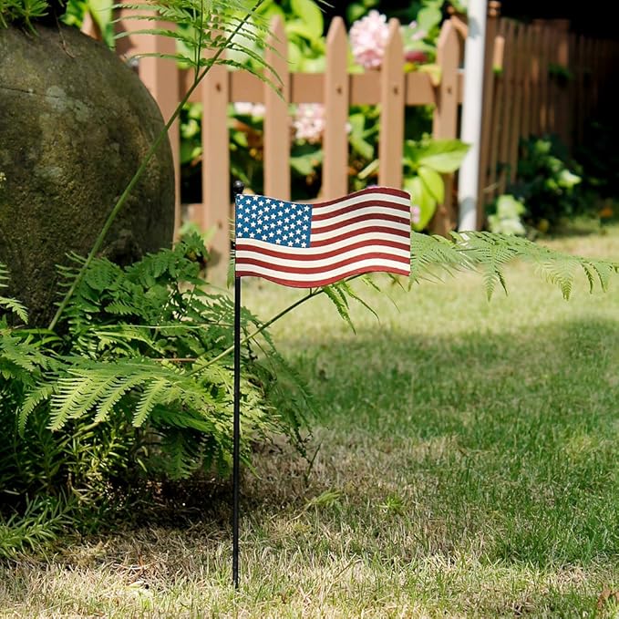 Veclotch 4th of July Metal US Flag USA Letter Yard Sign Outdoor Lawn Decor, Patriotic American Garden Signs Decorative Stake Independence Day Memorial Party Supplies