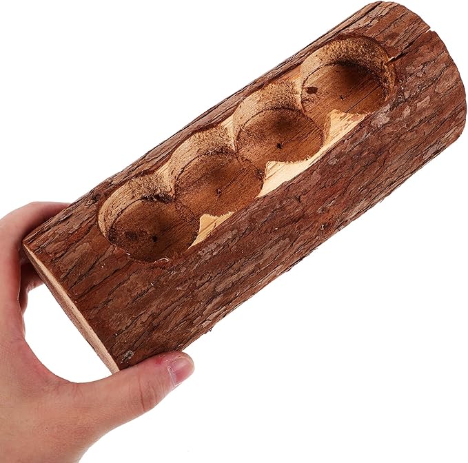 GANAZONO Wooden Pile Candle Stand Natural Log Plant Pot Creative Balcony Flower Pot Holder for Home Decor Garden Tabletop Ornament