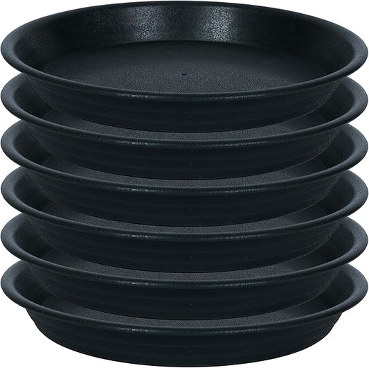 6 Pack Plant Saucer Drip Tray 9 10 inch, Plant Dishes Saucer Plastic Flower Planter Saucers and Drip Trays for Indoors Outdoors, Heavy Durable Plant Plate Water Catcher (10", Black)