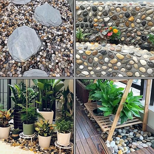 2.0 lb Mixed Color River Rock Stones 1~1.5", Natural Decorative Highly Polished Pebbles, Indoor Decorative Stones for Plant, Aquariums, Landscaping, Garden Flower Bed, Vase Fillers