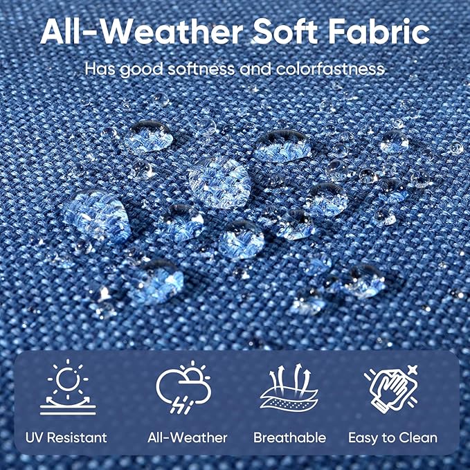 Patio Chair Cushions 6 Packs - Outside High Back Water-Resistant Cushion 22x24 with Zipper Cover for Outdoor Glider Rocking Chairs Loveseat 3-Seater Couch Sofa – Blue/Buckle