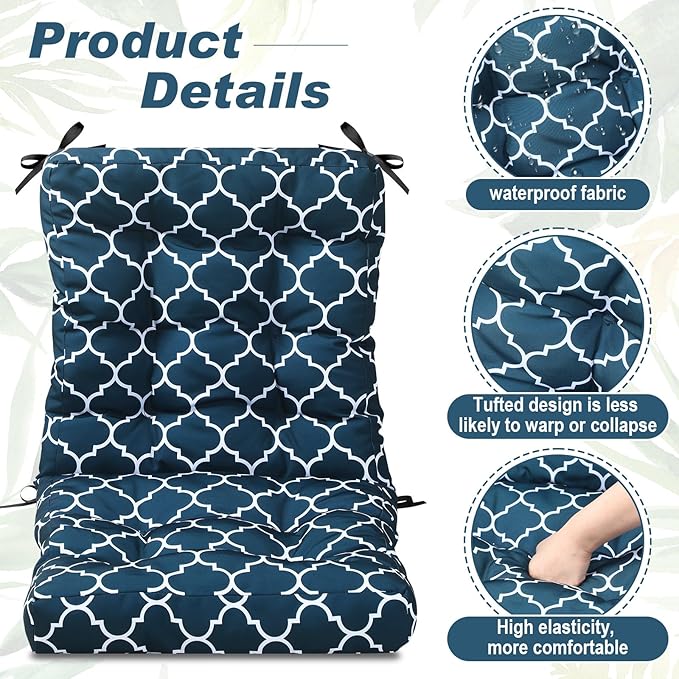 Hoteam 4 Set Outdoor Deep Seat Patio Chair Cushions Waterproof Patio Cushions Set 20 x 42 Inch for Furniture Replacement Removable Seat and Back(Lantern)