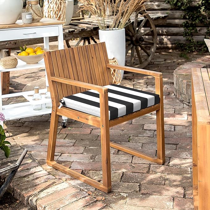 LVTXIII Outdoor Chair Cushions 18.5"x16"x2" Pack of 2, Water-Repellent Square Corner Memory Foam Seat Cushions with Ties for Garden Patio Furniture, Cabana Black