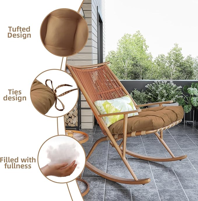 Outdoor Chair Cushions 2 Pack, Water Repellent Seat Cushion, Floral Wicker Chair Cushions for Patio Furniture, Garden Rocking Chairs, Dining Chair, 19"x19"x3.9"