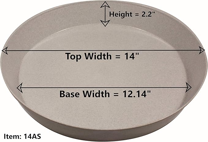 5 14 Inch (12.14in Base) Plant Saucers - White Granite Colored Polypropylene Made in USA