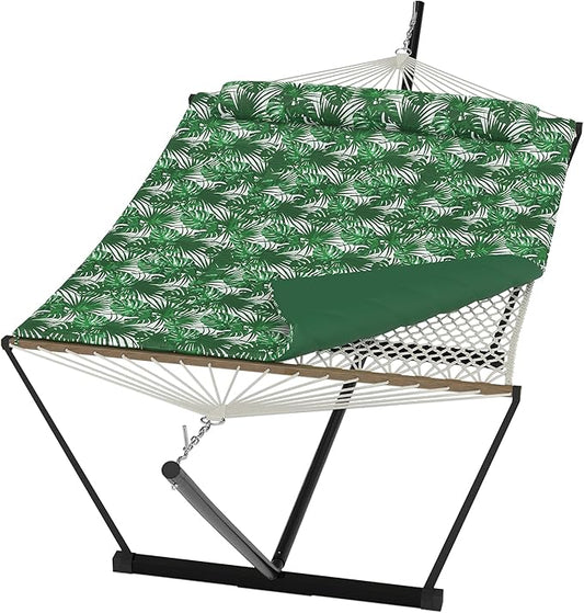 Double Hammock with Heavy-Duty Steel Stand, 2 Person Portable Hammock, 450LBS Max Weight Capacity, Easy Assembly, Ideal for Indoor, Backyard, Camping & Outdoor Use