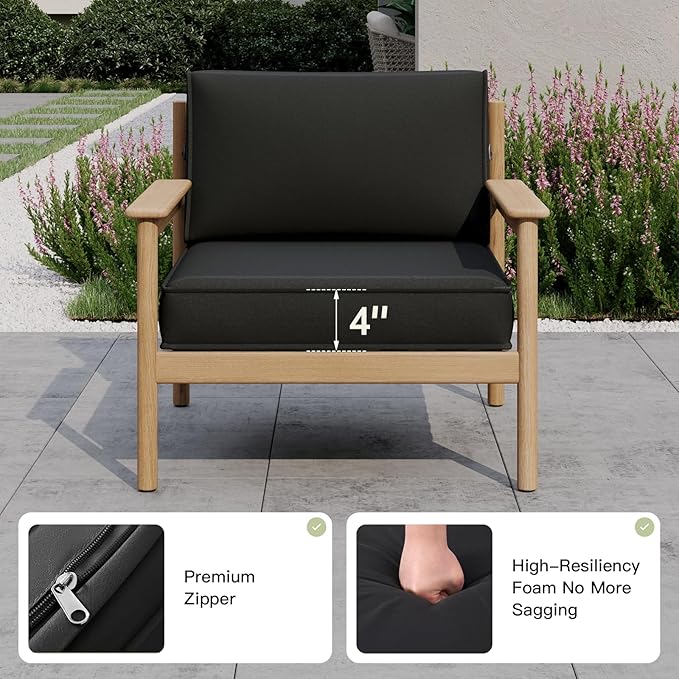Patio Furniture Replacement Cushions for Outdoor Furniture Set of 4, Thick Patio Sofa Cushions for Outdoor Furniture, 9-Piece Splashproof Fade Resistant Cushions for Outdoor Couch, Black