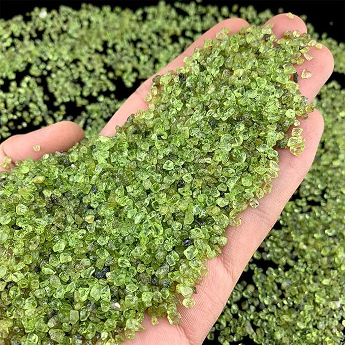 IMALY Peridot Tumbled Chips Stone Polished Crushed Healing Crystal Quartz Pieces Irregular Shaped Stones for Home Decorative Stones Vases Plants Succulents 0.5lb