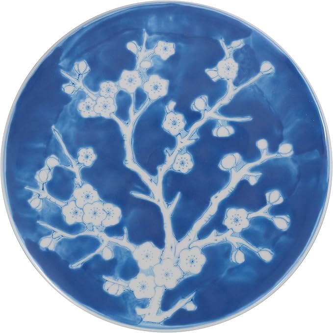 JONATHAN Y TBL1017D Cherry Blossom 17.75" Ceramic Indoor/Outdoor Garden Stool Coastal, Contemporary, Transitional, Patio, Garden Room, Bathroom, Living Room, Blue/White