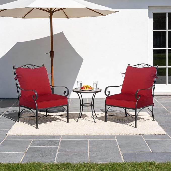 19"x19" Outdoor Universal Cushion Set of 1, Patio Cushions with Handles & Ties, Water-Proof Stain-Resistant UV Resistant Weather Resistant High Resilience Foam,Chili