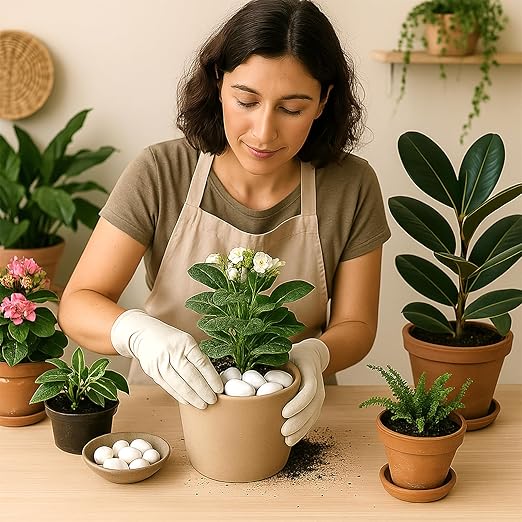 Pebbles for Plants, 5lbs White Pebbles 1-2 Inch Decorative River Rocks for Indoor Planters, High Polished Stones for Vase Filler Fish Tank Landscaping Garden