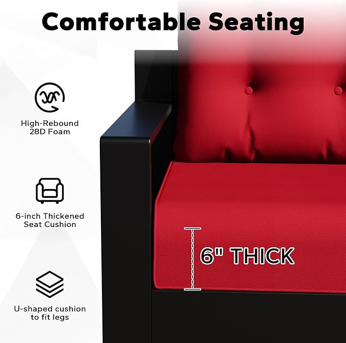 Joyside Outdoor Chair Cushions Set, 22x25/22x24 Inch Patio Furniture Cushions, 6’’ Thick, Water Resistant & Fade Resistant, Outdoor Replacement Cushions for Seat and Sofa