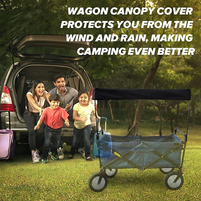 1 PCS Awning Canopy for Garden Wagon Attachment Sun Shade Cover Trolley Cart Accessories Black Outdoor Camping Picnic Equipment