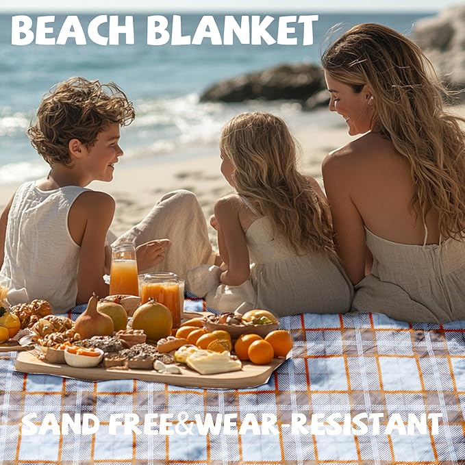 Extra Large Picnic Blankets 80x80 Portable Oversized Waterproof Sandproof Outdoor Beach Blanket Camping Grass Mat Giant Overlanding Car Rv Essential Glamping Accessories Yard Rug Family Dad Day Gift