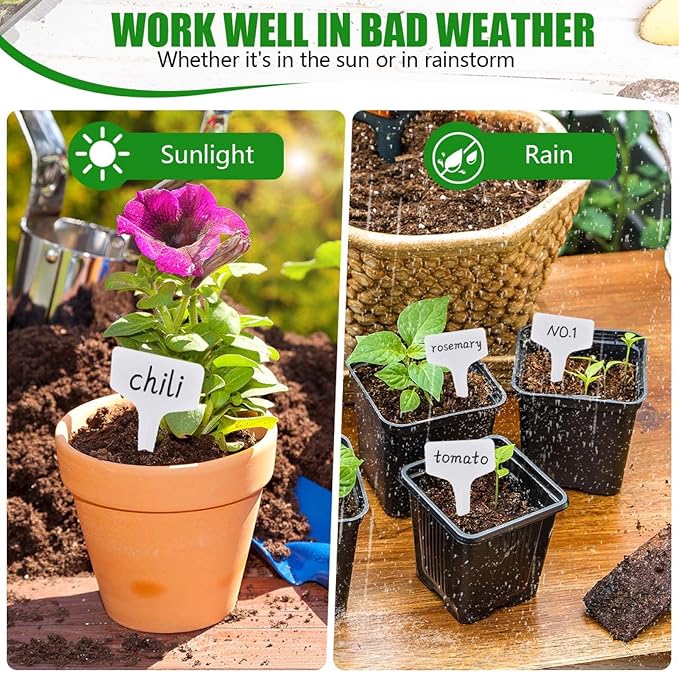 WSSROGY 240 Pcs T-Type Plastic Garden Plant Labels Tags Markers with Marker Pens for Outdoor Plants Name
