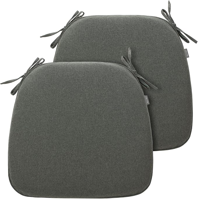 Magpie Fabrics Outdoor/Indoor 17"x16"x2" Chair Cushions with Ties Set of 2, Waterproof All Weather U-Shape Seat Pads Decoration for Patio Garden Furniture Home Office (Dark Grey)