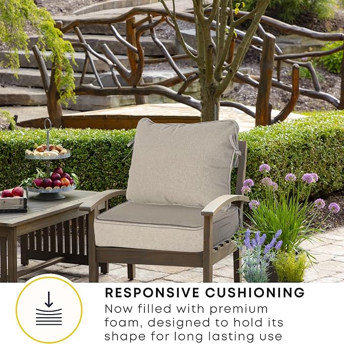 19"x19" Outdoor Universal Cushion Set of 1, Patio Cushions with Handles & Ties, Water-Proof Stain-Resistant UV Resistant Weather Resistant High Resilience Foam with YKK Zippers,Riverbed