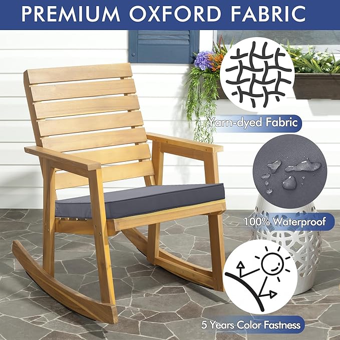 Outdoor Chair Cushions 16 x 17 Inch, Set of 6, Water Resistant Patio Chair Cushions with Tie 3 Year Color Fastness Thick Outdoor Seat Cushion for Garden Lawn Patio Furniture Dark Grey