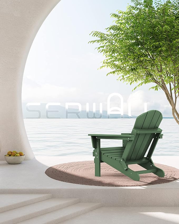 SERWALL Adirondack Chair Set of 6 for Patio Garden Outdoors Fire Pit- Army