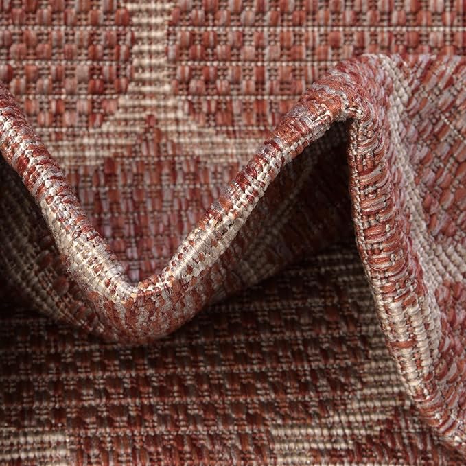 Unique Loom Outdoor Trellis Collection Area Rug (2' x 6' 1" Runner, Rust Red/ Ivory)
