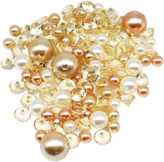 Set of 16oz of Exotic Aquarium and Vase Gems and Pearls - Around 1 Pounds of Gems Perfect for Aquariums, Vase Fillers, Table Scatter, Scrapbooking and Much More