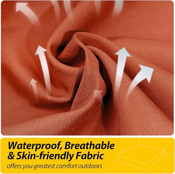 AAAAAcessories Outdoor Deep Seat Cushions, Waterproof, Fade-Resistant Patio Furniture Replacement Cushions, 24" x 24" x 5" + 24" x 13.5", Set of 2, Rust