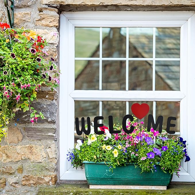 Metal Welcome Letter Garden Stake Decorative Letters Stick Yard Art Stake Indoor Outdoor for Flower Pot Patio Lawn Decor