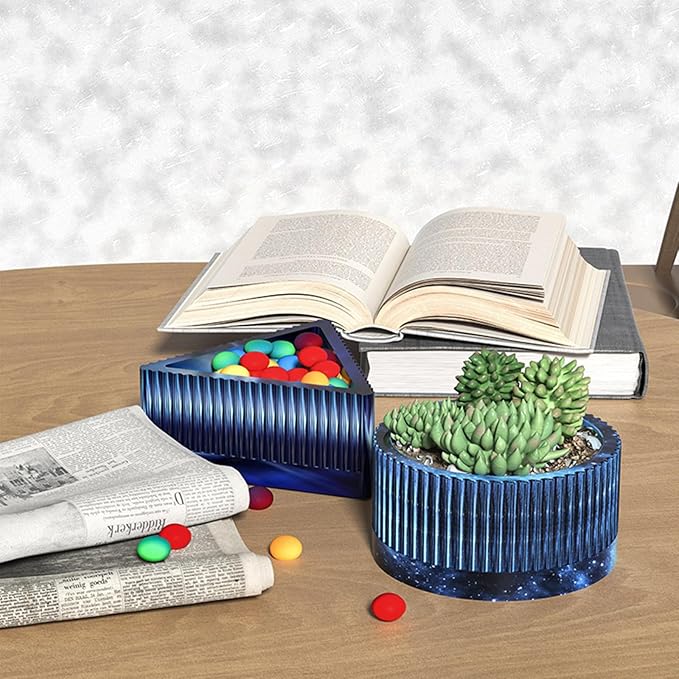 Hexagonal Striped Concrete Flower Pot Silicone Mold Succulent Planter Vase Cement Clay Mold Plaster Epoxy Resin Storage Box Mould