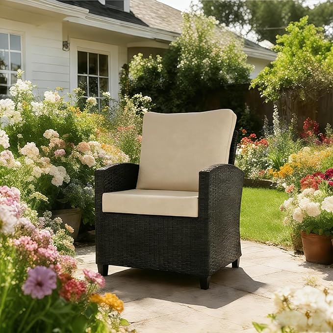 Goodgoods 24 x 28 Outdoor Patio Deep Seat Cushions 2-Pack, 1000+ Hours Fade-Resistant & Water-Resistant Outdoor Furniture Chair Cushions with 30D High-Resilience Foam for Sofa Chair, Toffee