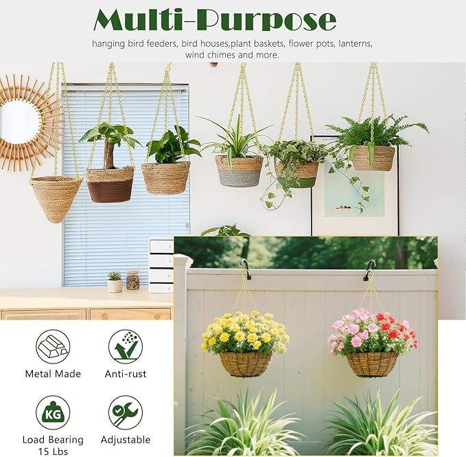 236 Inch Metal Gold Hanging Basket Chain,Decorative DIY Hanging Chain for Planter, Photo,Bird Feeder,Wind Chimes，Planters Baskets