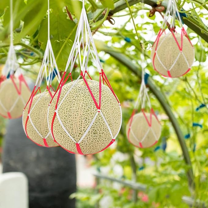 60Pcs Melon Hammocks Cradles, 19Inches Melon Hammock for Trellis Heavy Duty Watermelon Nets, Support Hanging Bags for Pumpkin Cantaloupes Honeydew, 19In Bag 19in Handle, Bear for 30lbs