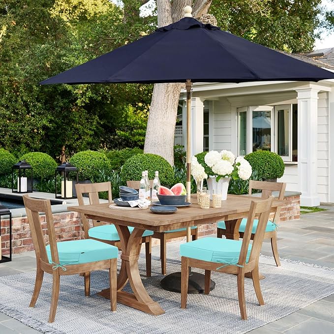 Topotdor Outdoor Chair Cushions Set of 4, 17"x16"x2" Waterproof Patio Chair Cushions for Outdoor Furniture, Round Corner Outdoor Seat Cushions Color Fastness Chair Pads with Ties, Teal