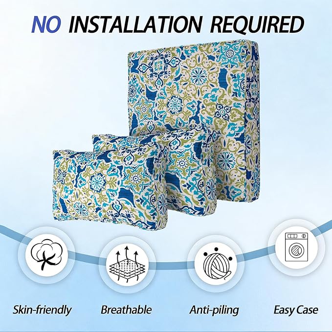 Patio Furniture Cushions,14Pieces Water-Resistant Outdoor Replacement Cushions,Sectional Sofa Cushions for Fits 6-Seats Rattan Wicker Patio Conversation Sets(Moroccan Style)