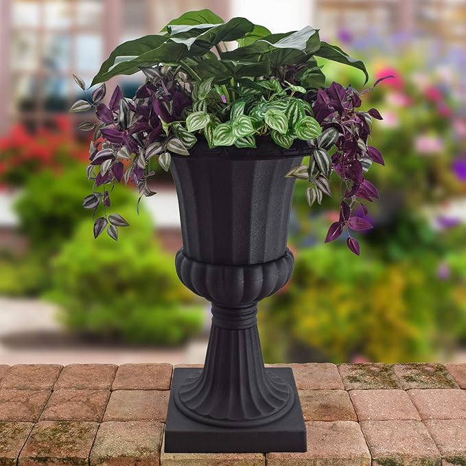 Arcadia Garden Products Black Deluxe Plastic Urn 22"x36" 2 Pack
