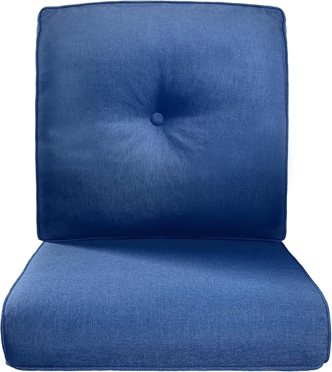Belord Luxury 4" Thick Outdoor Cushion Set - 22 x24 Inch 28D Sponge Filling Fade-Resistant Chair Cushion, Spill Proof Removable Patio Furniture Replacement Cushions for Sofa Bench Swing - Blue